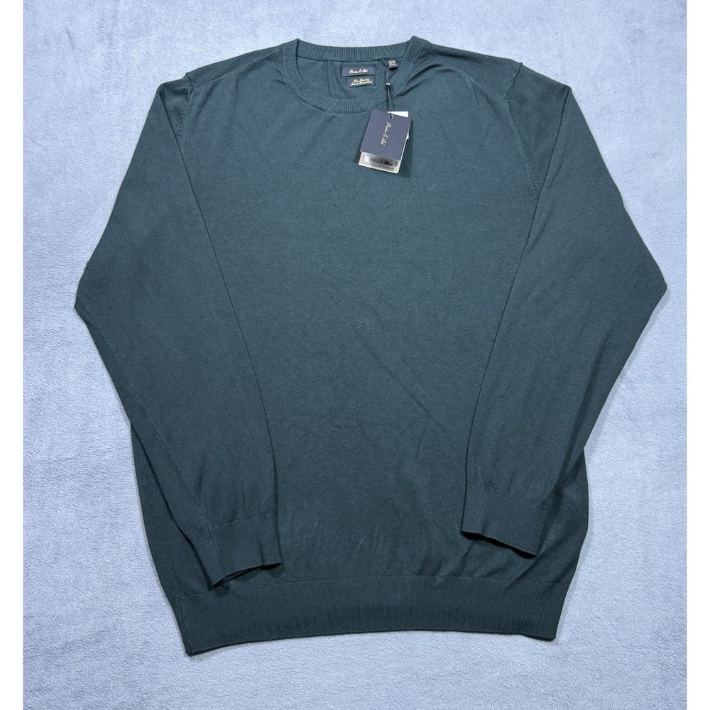 Porter And Ash Sweater Mens XXL Luxury CrewNeck Forest Green Stretch Dadcore NEW